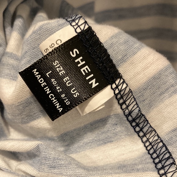 Super cute navy blue and white striped top ~ shein size large - nautical - Picture 3 of 4